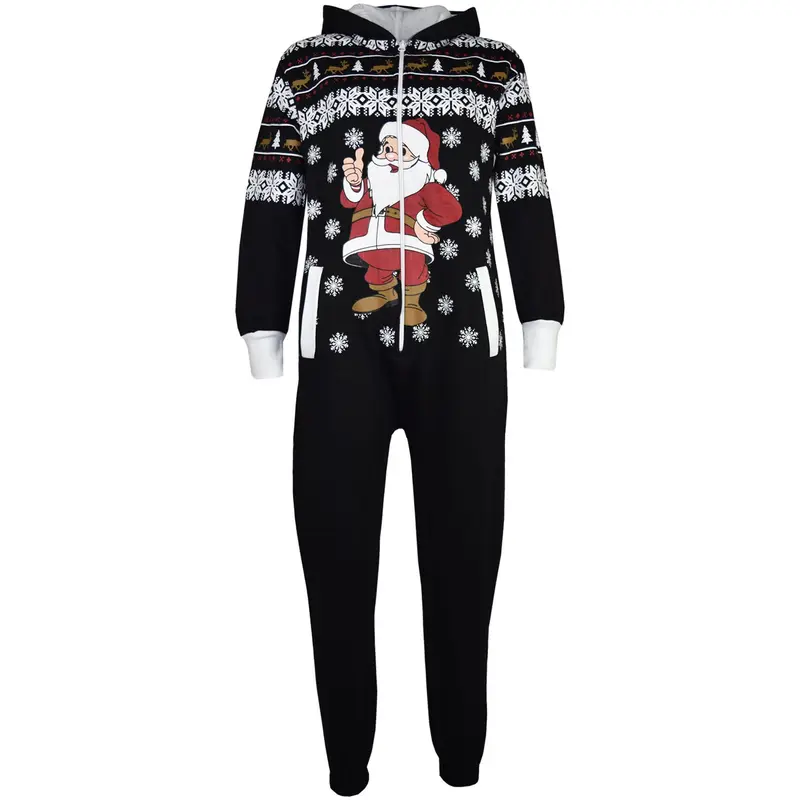 Kids Girls Boys Novelty Christmas Santa Claus Penguin Snowman Reindeer Print Onesie All In One Jumpsuite New Age 5-13 Years 1