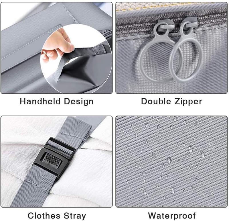Travel Packing Cubes, Toifucos Multifunction 8pcs/set Luggage Organiser Waterproof Compression Suitcase Essential Bag, Dark Gray 5