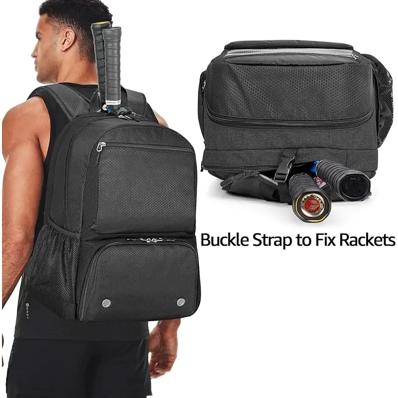 Tennis Backpack Holds 2 Rackets, Tennis Bag with Separate Ventilated Shoe Compartment for Tennis/Pickleball/Badminton/Squash Sports 4