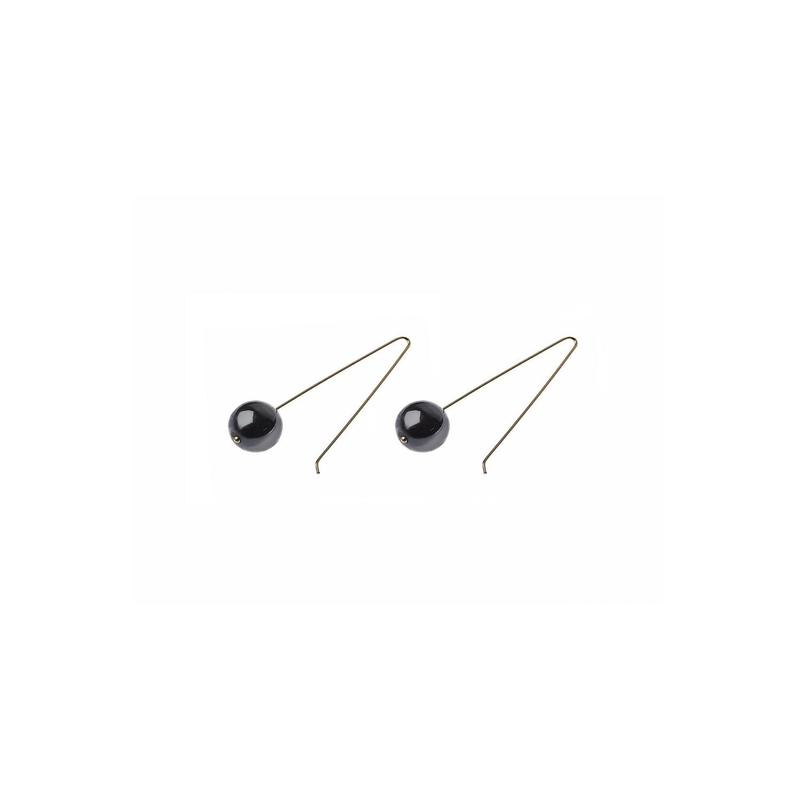 2 Tone Long Drop Ball Drop Earring 0