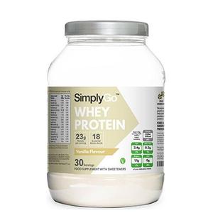SimplyGo Vanilla Whey Protein Powder by Simply Supplements for Muscle Growth, Repair & Maintenance - With Inulin for Added Fibre and Prebiotic - Dietary Supplement - Smooth, Easy to Mix Formula - Mix with Milk or Water