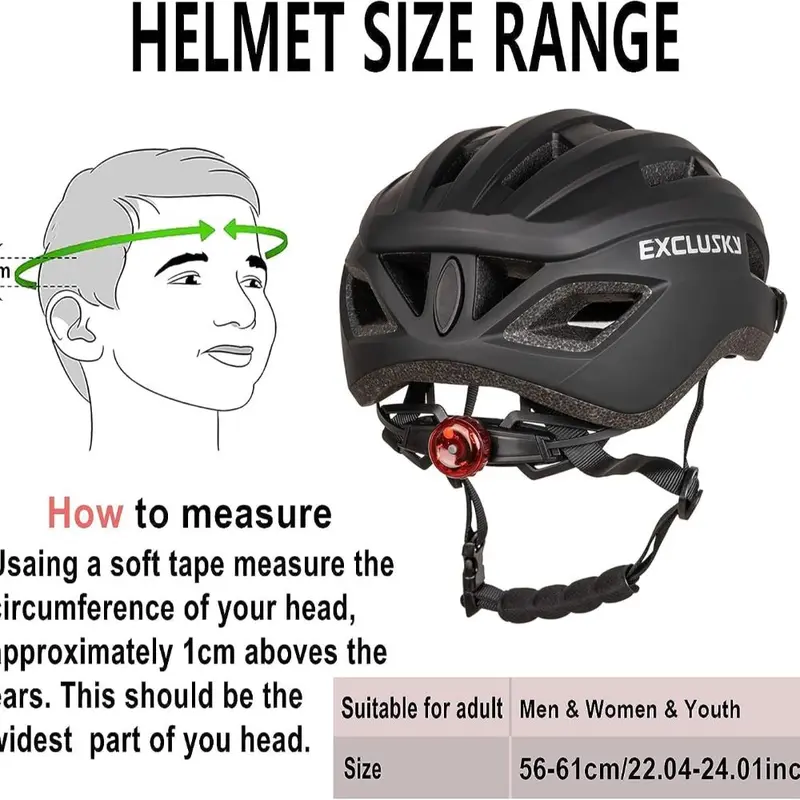 Bike Helmet Men Women Cycle Helmet with Light Breathable MTB Mountain Bicycle Helmet for Adult Road Cycling Helmet 56-61cm 4