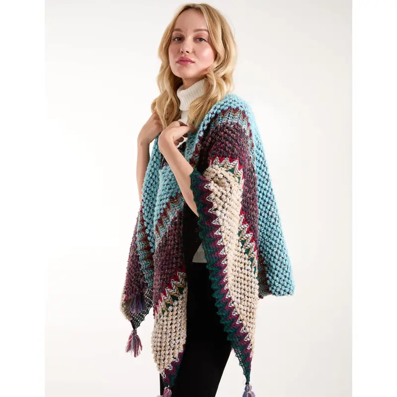 Poncho With Tassel Detail 0