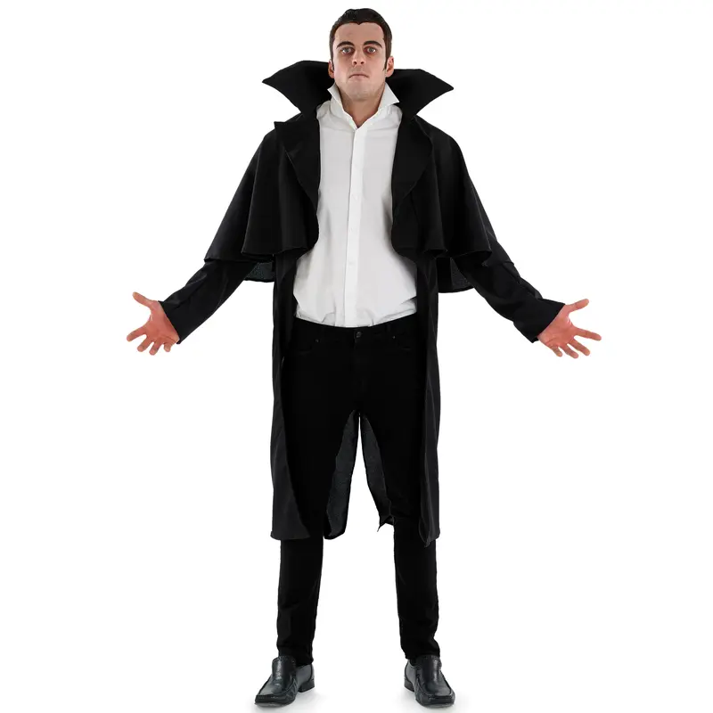 Mens Black Vampire Coat Gothic Fancy Dress 0