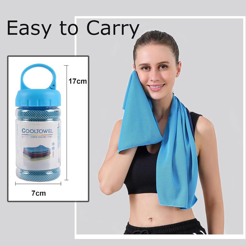 iJiZuo Cooling Towel, Sky Blue, Ice Cold Sports Sweat Towel for Yoga, Golf, Gym, Camping, Running, Workout, Double-Sided Soft Polyester, Sensitive Skin Friendly, 100 x 30cm Bamboo Cover Outdoors Pack 2