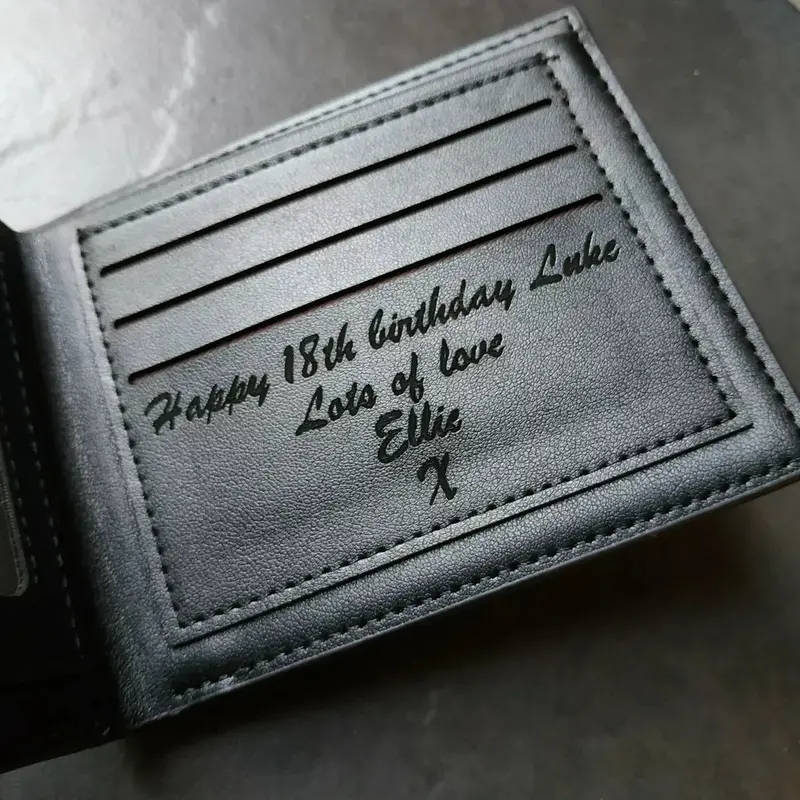 Personalised Engraved PU Leather Wallet for Dad and Son - Perfect Anniversary or Birthday Gift 1