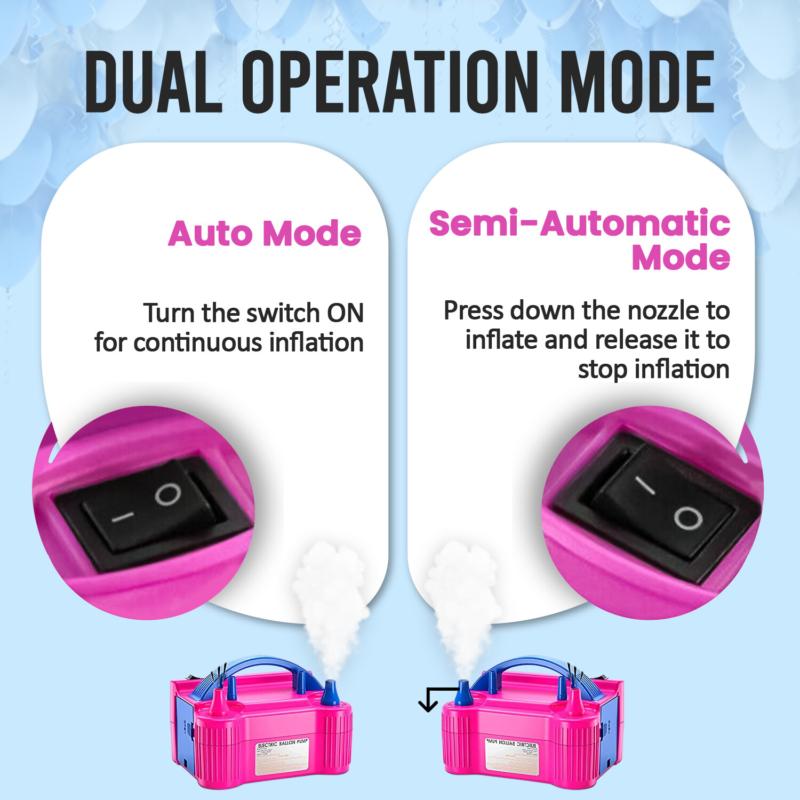 Portable Electric Balloon Pump High Power Dual Nozzle Air Pump Balloon Inflator 6
