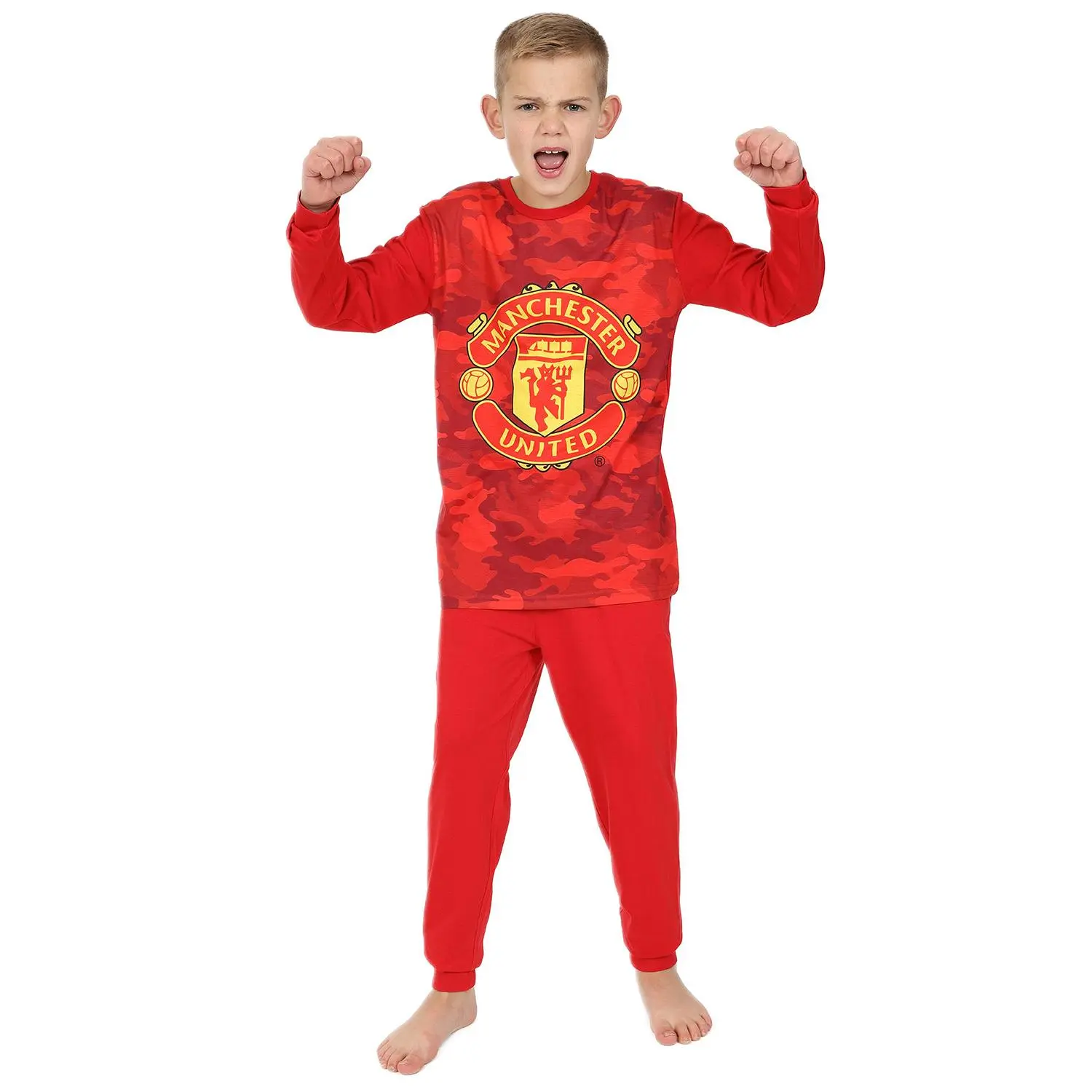 Boys Manchester United FC Red Camouflage Long Pyjamas