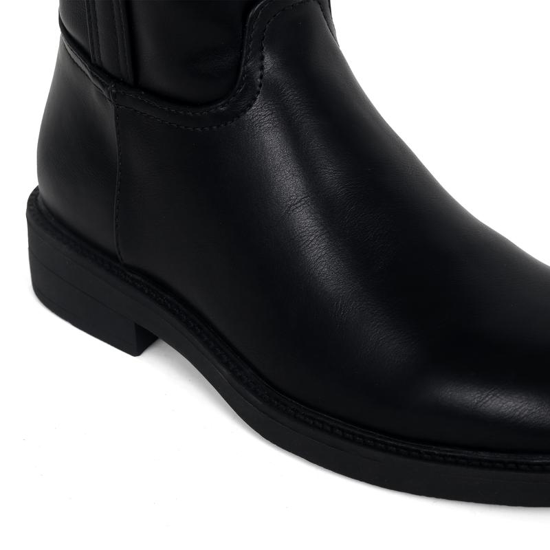 Product Introduction of SHUMOKO Women Chunky Ankle Boots  with Zip Women Knee High Boots Flat with Round Toe Women Full Zip Pull-on Boots with Flat Heel 3CM Women Black Brown Boots on youger trend Girl Walking Shoes Comfort Onyx Footwear Shoe Women Magic Stretch Boots 3
