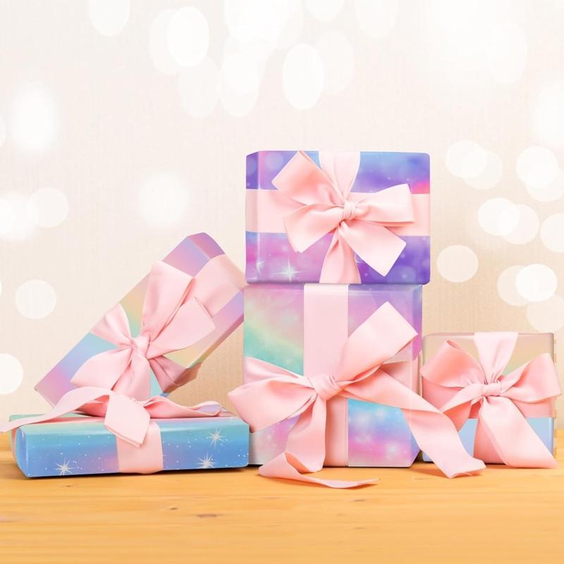 Wrapping Paper, 5 Pcs Rainbow Gradient Colour Gift Birthday Wrapping Paper, Gift Wrap Perfect for Mother Day, Valentine Day, Party, Birthday for Women and Girls, with Tape(70cm X 50cm) 6