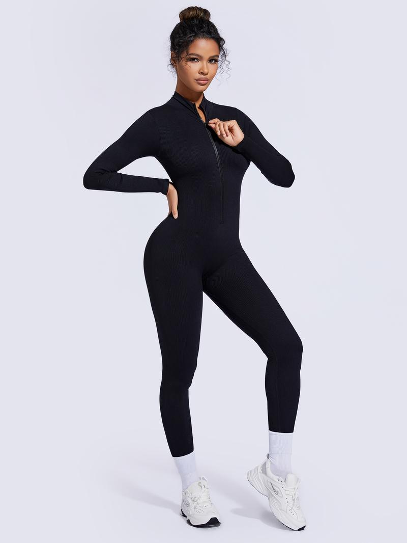 Product Introduction of GetMod jumpsusit for women's  Solid Zipper V Neck  Jumpsuit,Casual Sexy Tight-fitting Long Sleeve Jumpsuit for Spring& Fall.Comfort Womenswear for Lady 16