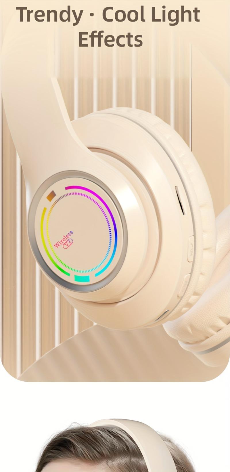 Product Introduction of Glowing Wireless Headphones with Multi-Color LED Lights, Comfortable And Foldable Design, Suitable for Tablets, Pcs, Tvs, And Phones. A Popular Choice for Birthday Travel Gifts, These Over-Ear Wireless Headphones Are Perfect for Any Occasion. 6