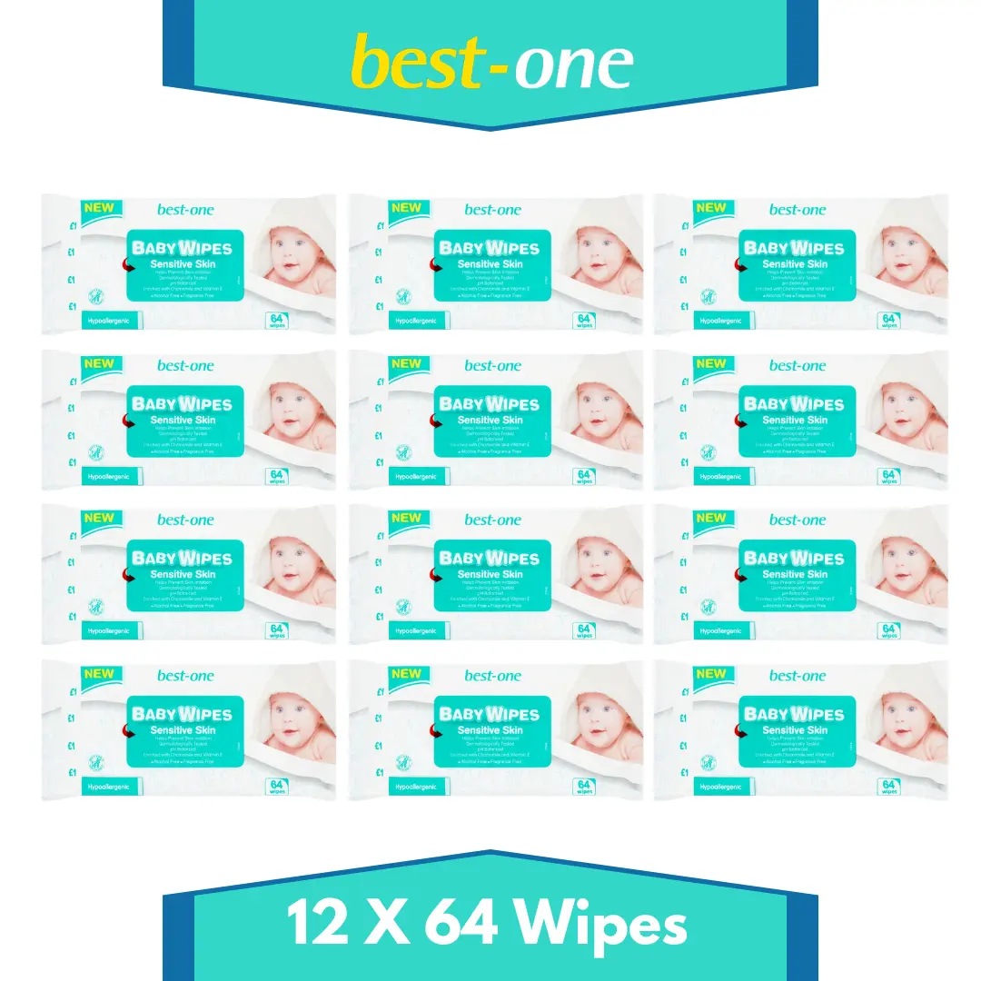 Baby wipes 64 Pack X 12 Total 768 Wipes Great For Sensitive Skin