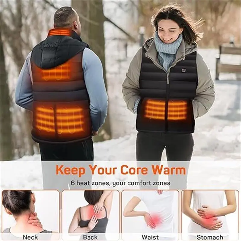 Electric Heated Vest Warm Gilet Winter USB Jacket Men Women Heating Coat Thermal 1