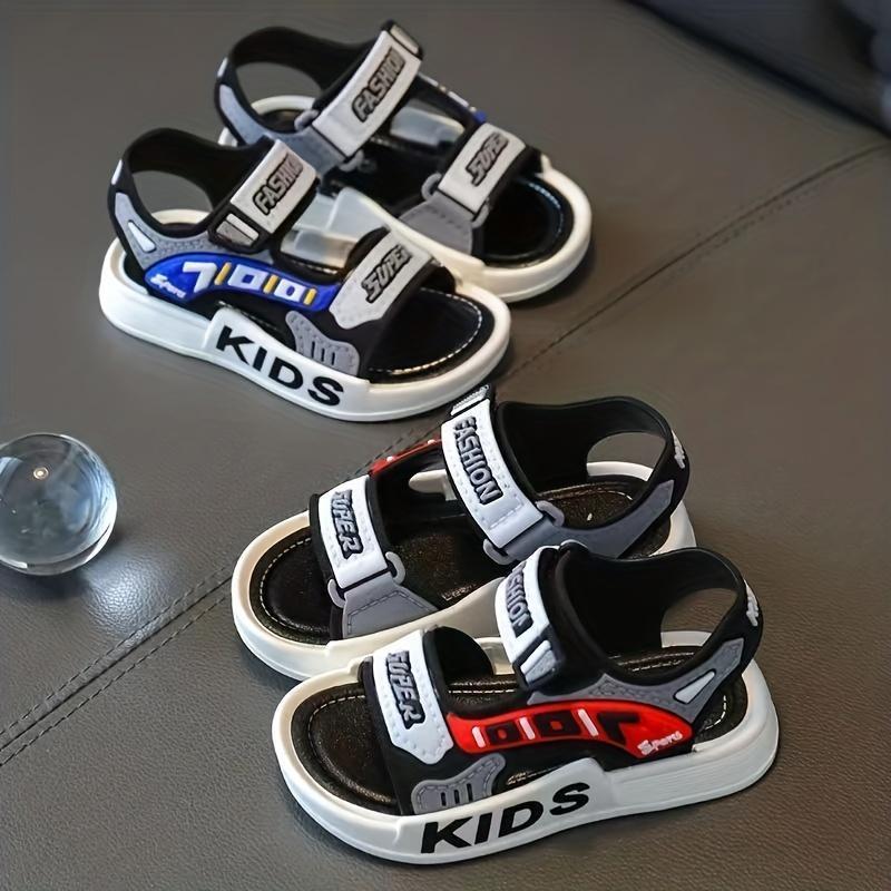 Boys Girls Trendy Hook And Loop Sandals, Wear-resistant Non-Slip Comfy Beach Shoes, Summer 2