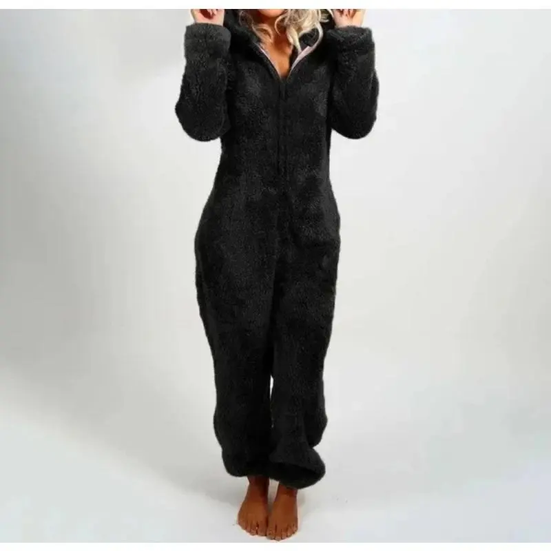 Jumpsuit Women 2024 Autumn Winter New Thickened Hooded Jumpsuit One Pieces Elegant Overalls for Women Full Length for Women Womenswear Underwear 1