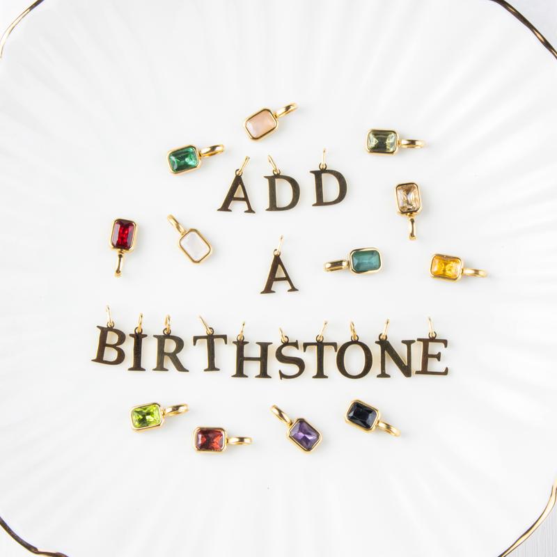*Special Offer* Create Your Own Waterproof Birthstone & Initial Necklace or Stretch Bracelet - 18k Gold Plated Stainless Steel 3