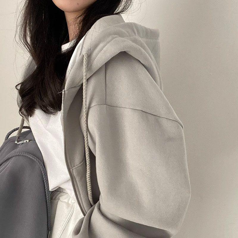 Product Introduction of Fashion Zipper Hood Sweatshirt Women Autumn Long Sleeve Crop Tops Casual Y2K Hoodies Streetwear Harajuku Female Jackets Coats 7