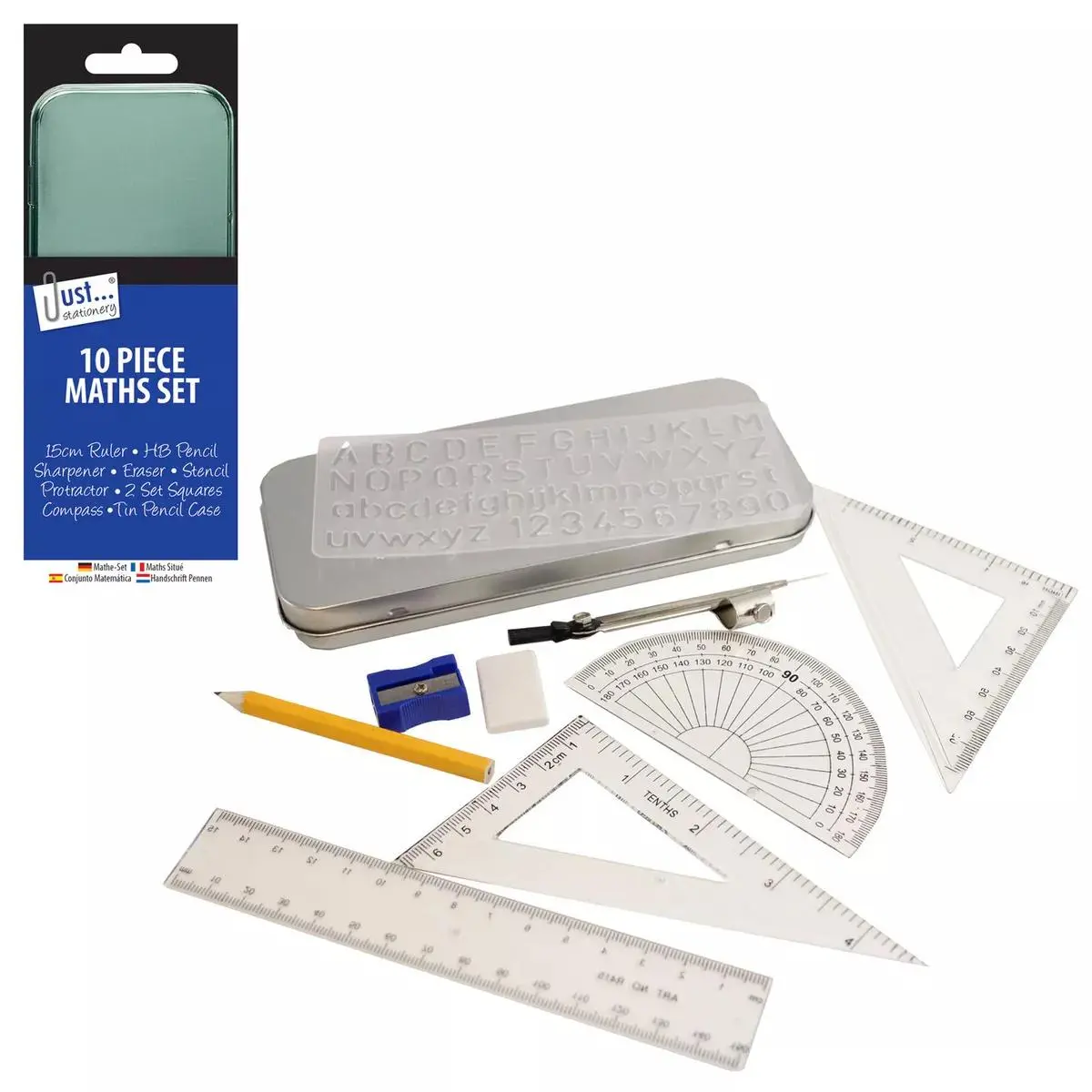 10PCS COMPACT MATHS SET SCHOOL HOMEWORK GEOMETRY RULER PROTRACTOR