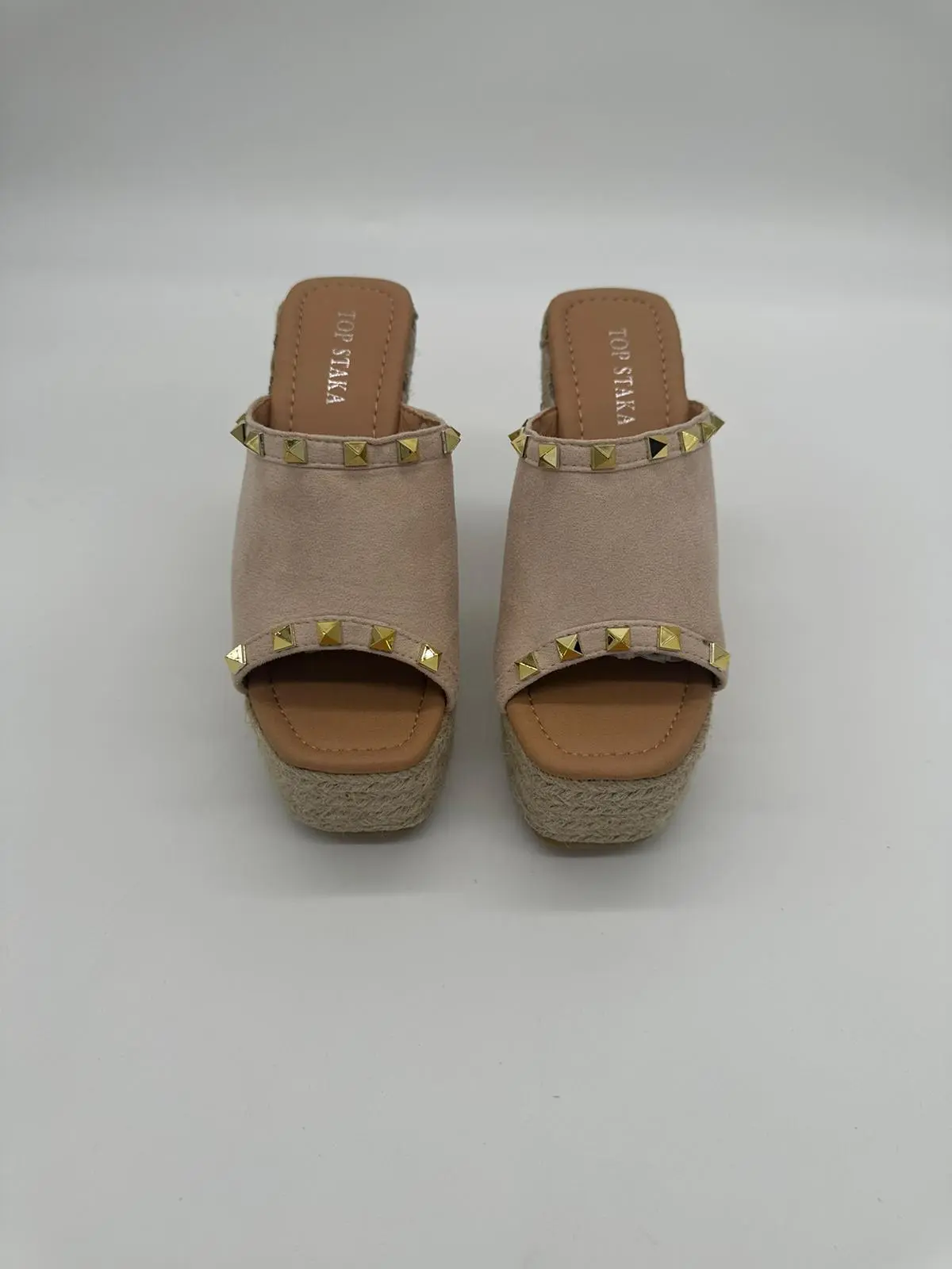 HAN Studded Nude Espadrille Wedges Ladies Shoes