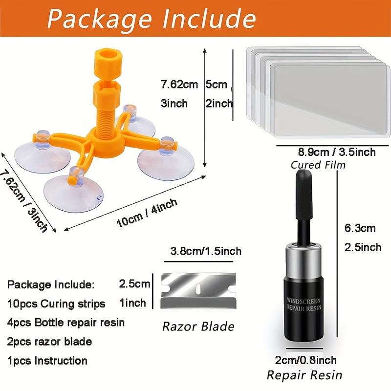 Windshield Repair Kit, Glass Repair Fluid 4pcs Car Glass Repair Kit, Windshield Crack Repair Kit Glass Repair Fluid Quick Fix for Chips, Cracks 5