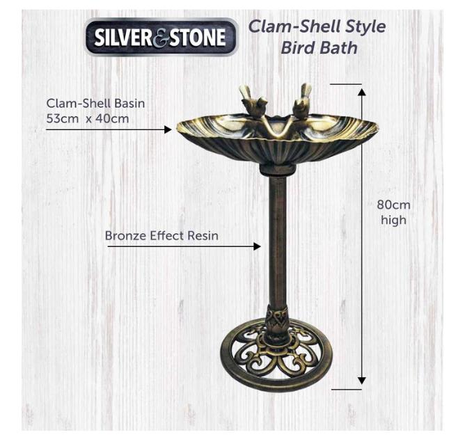 Bronze Effect Birds Hotel Bath Feeder Weatherproof Table Free Standing Pedestal 2