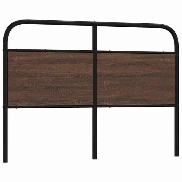 Elegant Brown Oak Headboard: Stylish Steel & Engineered Wood Design 0