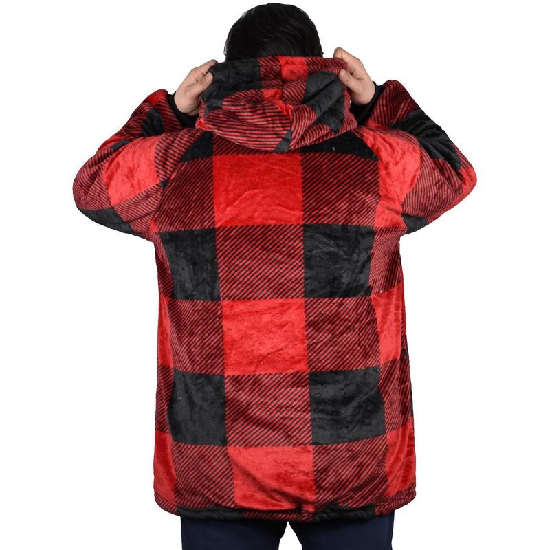 Oversized Long Sleeve Soft Blanket Hoodie Big Check2 - Heavy 2