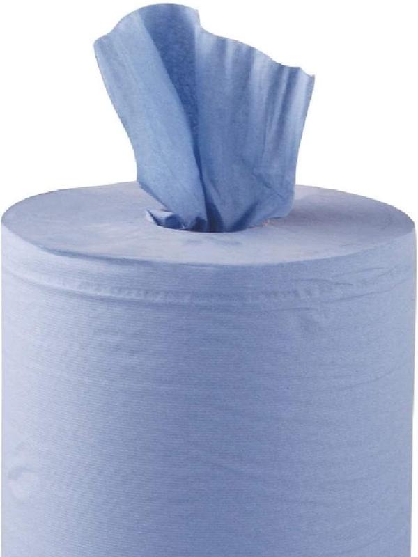 Tissue Rolls 6 x Blue Paper Rolls - 2 Ply Embossed Centre Feed - Hand Towel Tissue Rolls Pack Toilet Sheet Wipes Cotton 4