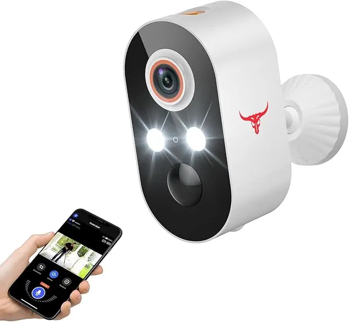 1080p Wireless Security Camera with Spotlights for Indoor Outdoor Use, Bullet Surveillance Cam, AI Human Detection, 2-Way Talk, Night Vision, Cloud Storage, 2.4G WiFi, Weather Resistance Audio