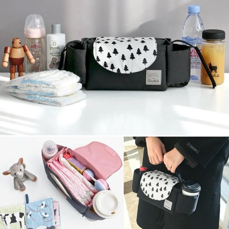 Multifunctional Pushchair Stroller Pram Organiser Bag Grey Baby Toddler 7