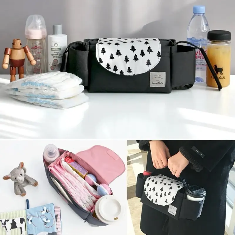Multifunctional Pushchair Stroller Pram Organiser Bag Grey Baby Toddler 7