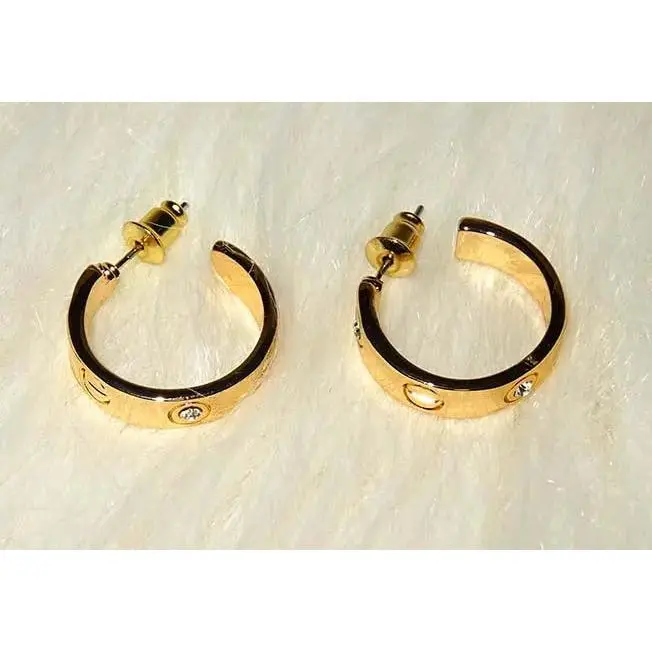 Gold Silver Popular Quality Small Hoop Earring wit Stones Jewelry For Women Gift 3