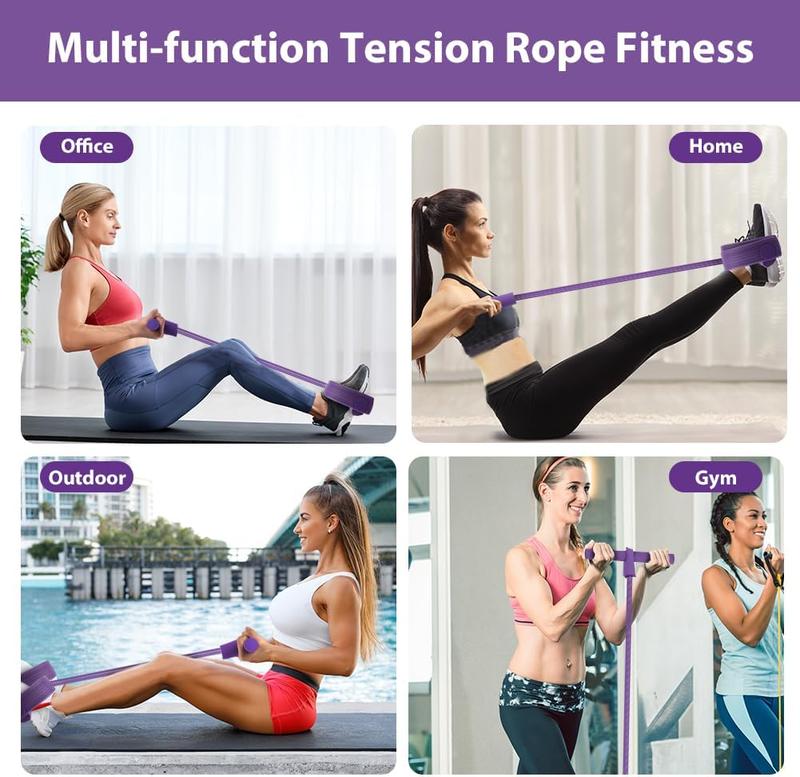 Multifunction Resistance Training, 4 Tube Pedal Resistance Band, Sit-up Pull Rope Fitness, Tension Rope Sport Trainer, Tummy Trimmer, Home Gym Equipment for Women/Men pull  rope tight  rope 2