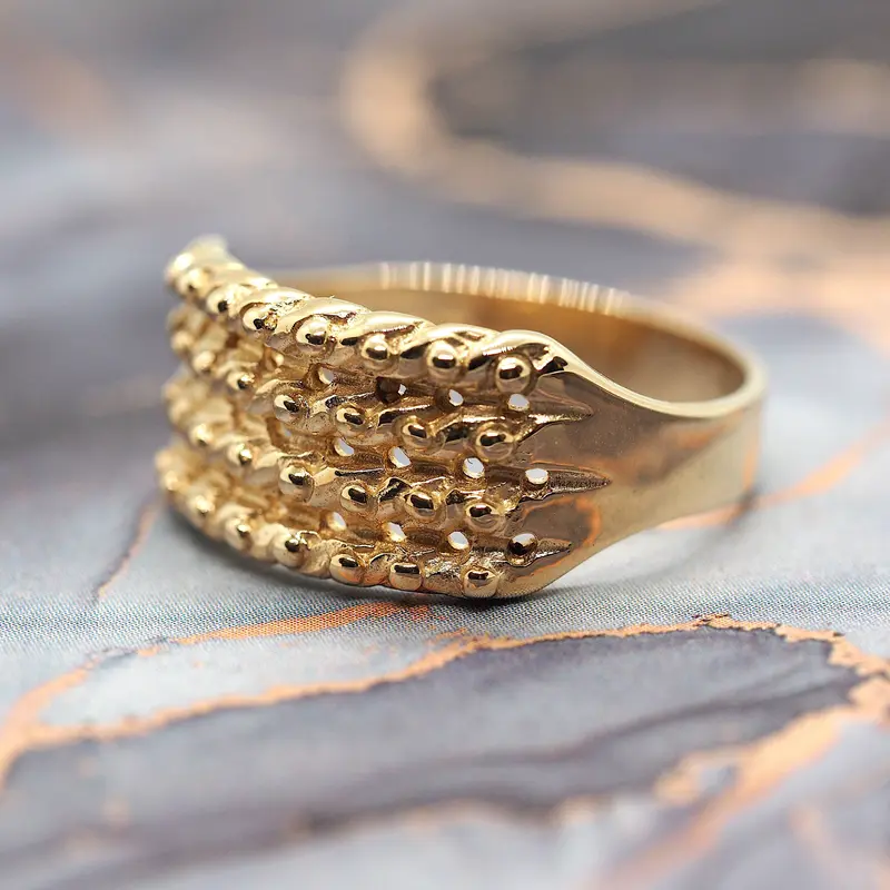 Yellow Gold 4-Row Gents Keeper Ring, size S 4