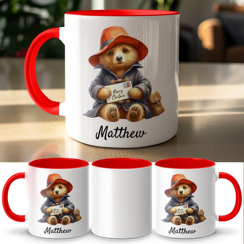 Bear Mug, Personalised 11oz Ceramic Mug, Christmas Gift, Children's Stocking Filler Drinkware Drinkware Reusable Cup Drink obsession festive  mugs 2