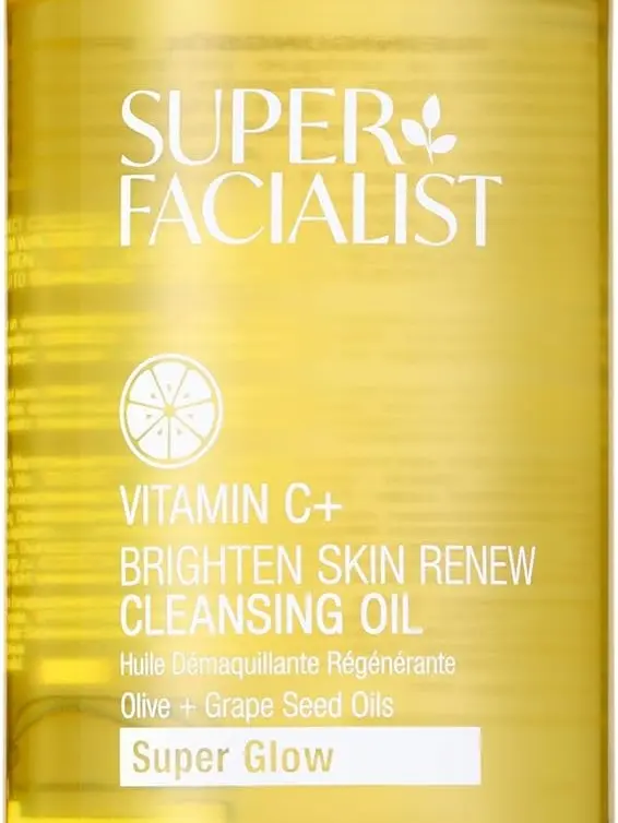 Super Facialist - Vitamin C + Brighten Skin Renew Cleansing Oil, Face Cleanser for Dissolving Makeup & Remove Daily Impurities, Contains Olive Oil, Vegan Friendly, 200ml (Cleansing Oil) 1