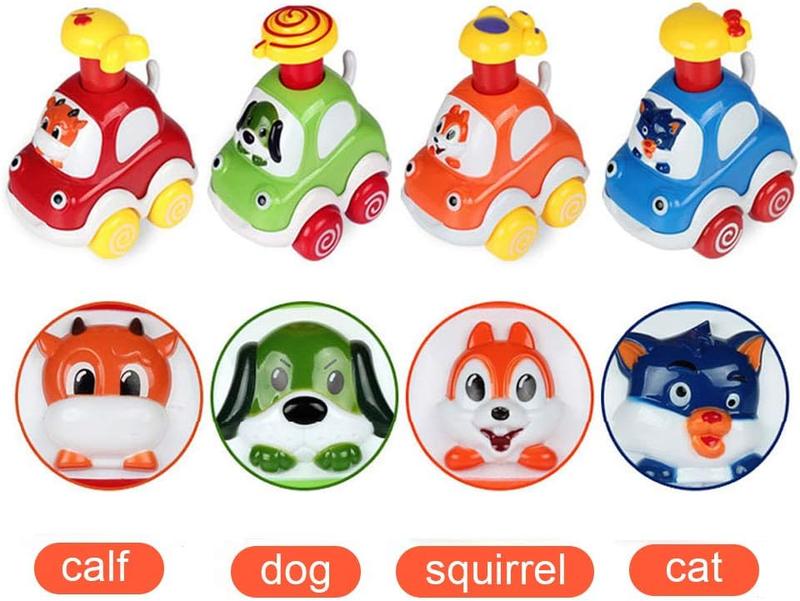 4pcs Baby Toy Cars for 1 Year Old Boy Gifts Press and Go Forest Animal Car Educational Toys for 2 Years Old Boy Pull Back Cars Toys for Toddlers 1-3 Baby Toys 12-18 Months Gifts for 1 2 3 Year Old Boy Girl 3