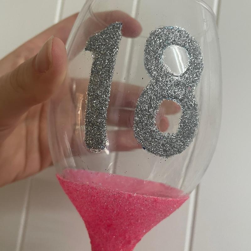 Handmade ‘Birthday’ glitter wine glass Drinkware 2