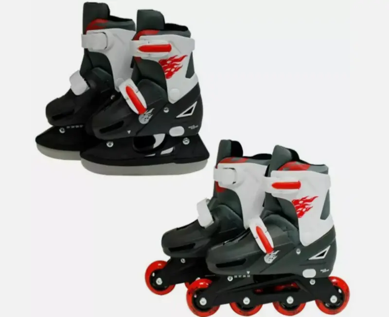 Inline & Roller Skating Adjustable Inline & Ice Skating Boots – Multi-Color Roller Skates with Blades (Blue/Red) 1