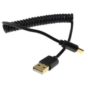 USB-C Coiled Shielded USB 2.0 Type C Data 22 AWG Cable BLACK 1m GOLD