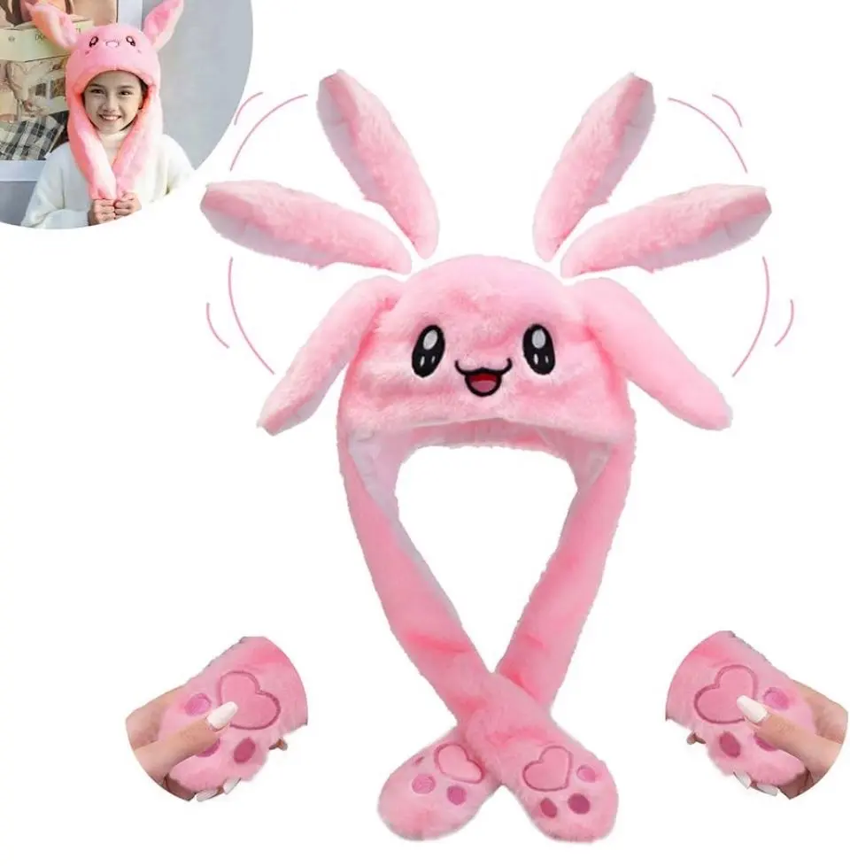 Cute Winter Cosy Plush Hat, Ears Moving Animal Funny Hat, For Boy & Girl 3-14 Years Old Unisex Kids Christmas Party Gift