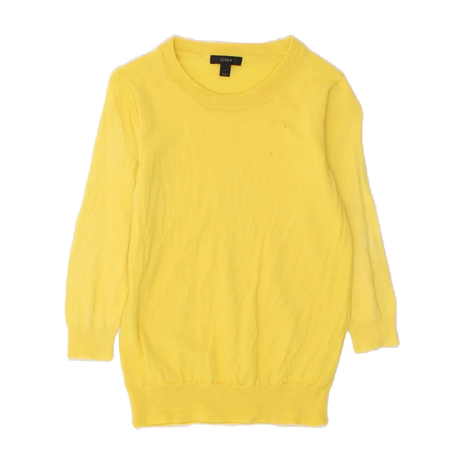 Pre-Owned Vintage J. CREW Womens 3/4 Sleeve Boat Neck Jumper Sweater UK 8 Small Yellow