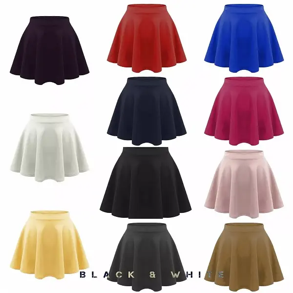 Girls Kids Children Flared High Waisted Short Mini Skater Swing School Skirt 0
