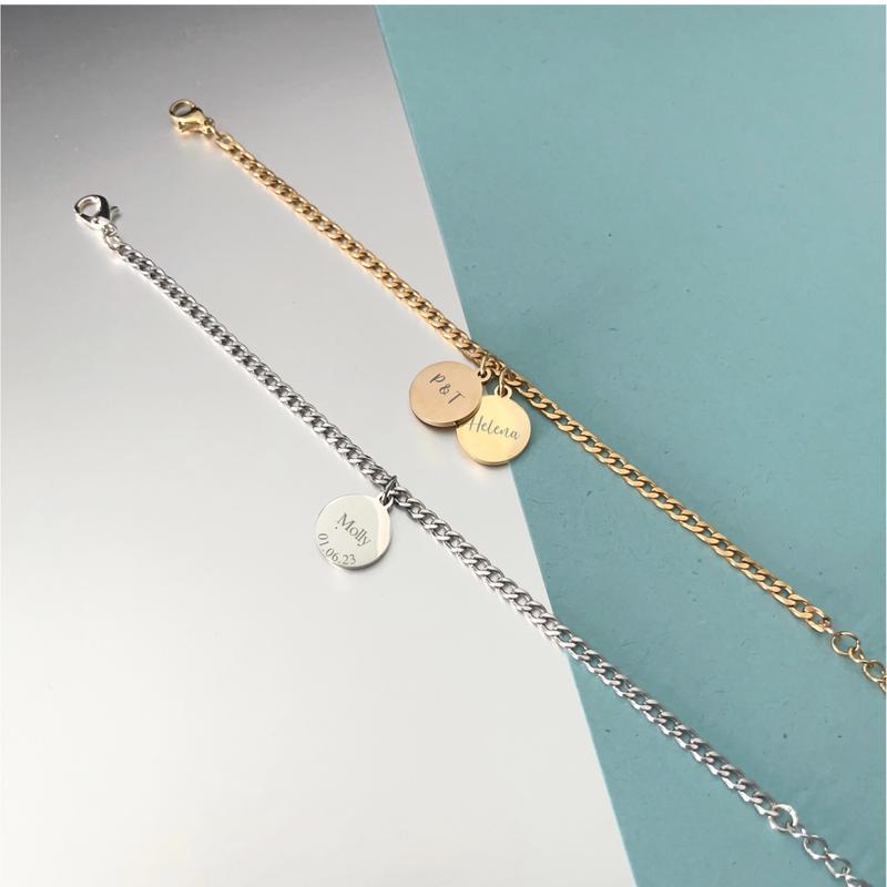 Name Initials 1-4 Disc Curb Bracelet 2