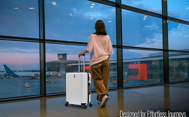 Product Introduction of Suitcase Large Hard Shell| Aluminum Telescopic Handle|TSA 3 Digit Combination Lock| 4 Dual Spinner Wheels| Large Suitcase 4 Wheels Lightweight| Hold Check in Large Luggage (White, Large 28") 0