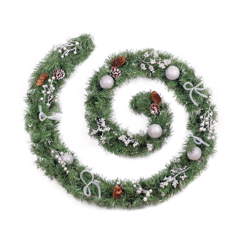 6ft - 9ft or 12ft Decorated Frozen Christmas Garland with Realistic Ice Crystals - Optional Lights 3
