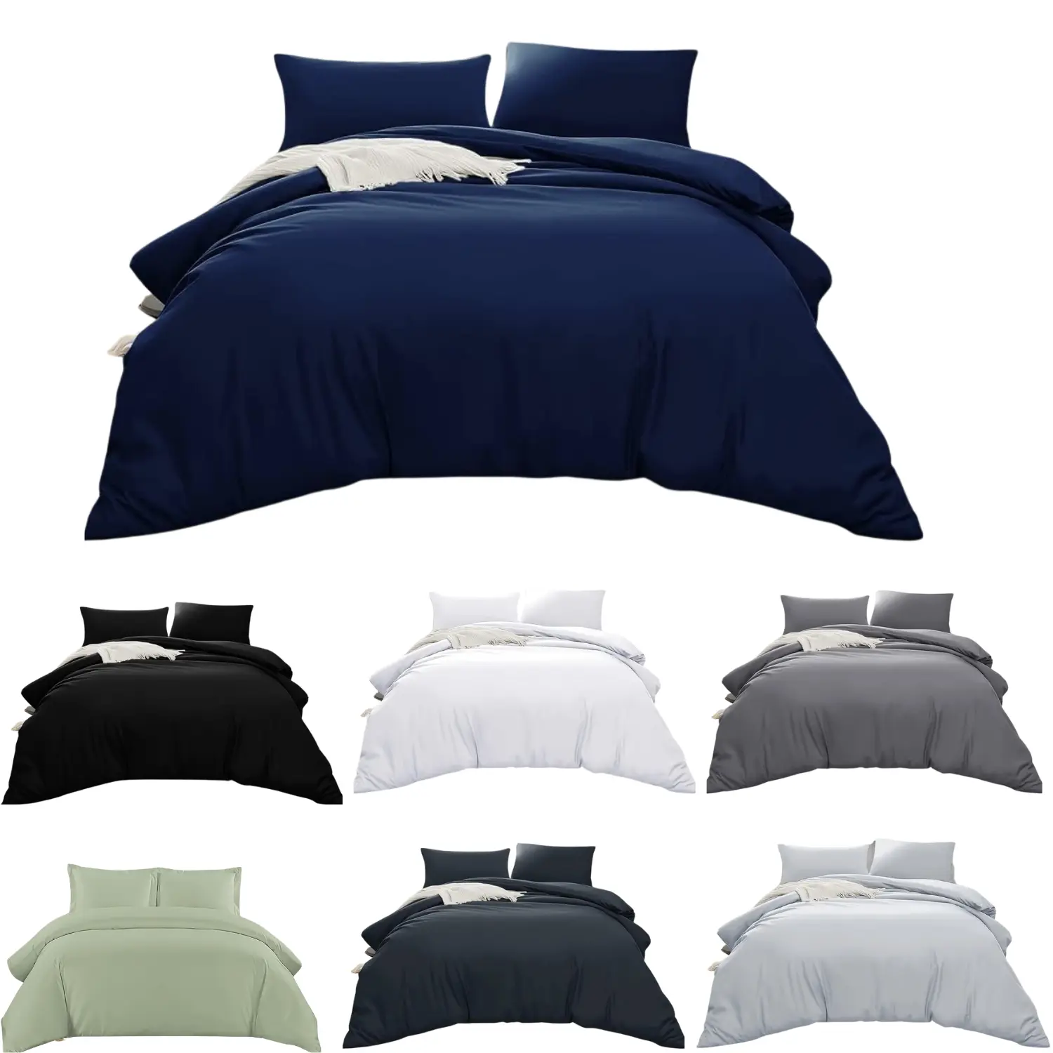 100% Egyptian Cotton Duvet Covers Bedding Set with 2 Pillowcases, Single Double King Super king Sizes