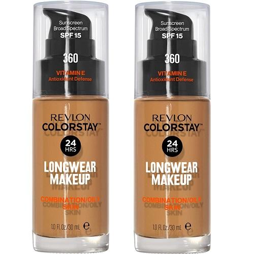Revlon Colorstay Liquid Foundation SPF 15, Golden Caramel (360) 30 ml, Pack of 2 Concealer Coverage Makeup Matte 2
