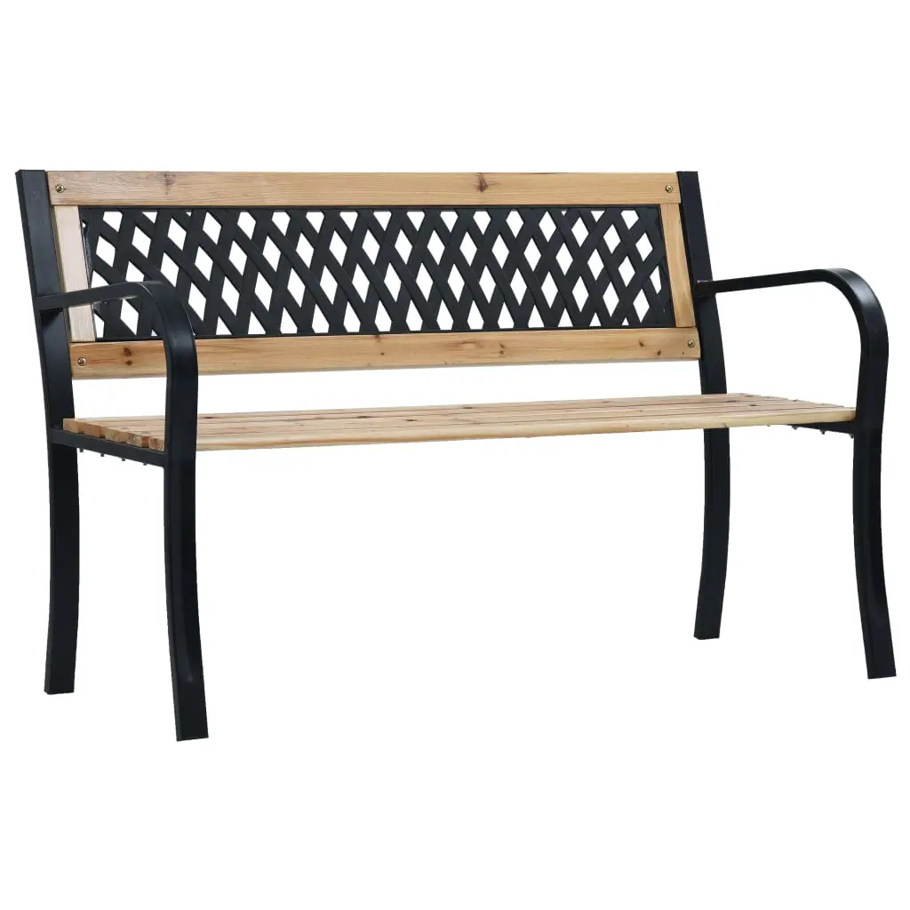 Elegant Diamond Patterned Garden Bench, 120 x 53 x 77 cm | Durable Wood & Steel Frame | Weather-Resistant Outdoor Seating